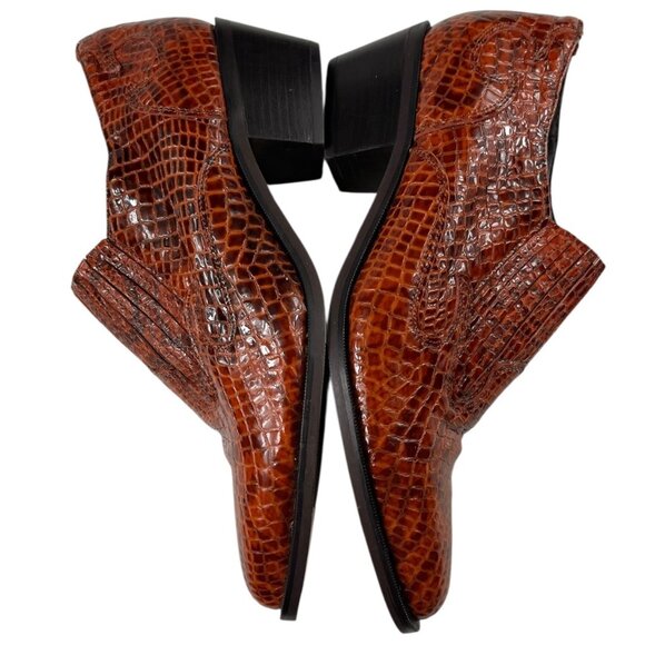 Dingo Embossed Leather Upper Ankle Boots Reptile Print Western Cowgirl Size 7.5 - Picture 7 of 15